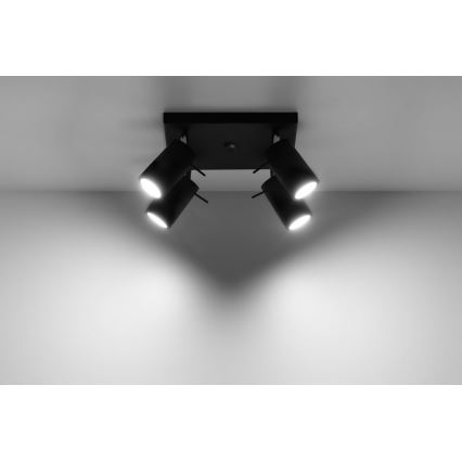 Strahler RING 4 4xGU10/10W/230V schwarz
