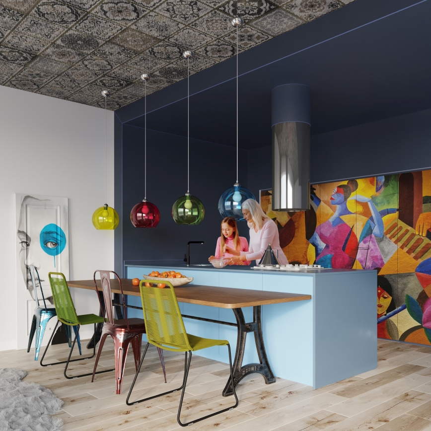 Pendelleuchte BALL mit Kabel 1xE27/15W/230V Ø 30 cm klar