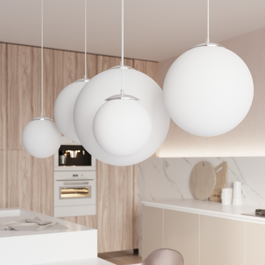 UGO Seil-Pendelleuchte 1xE27/15W/230V Ø 40 cm weiß/hochglänzender Chrom