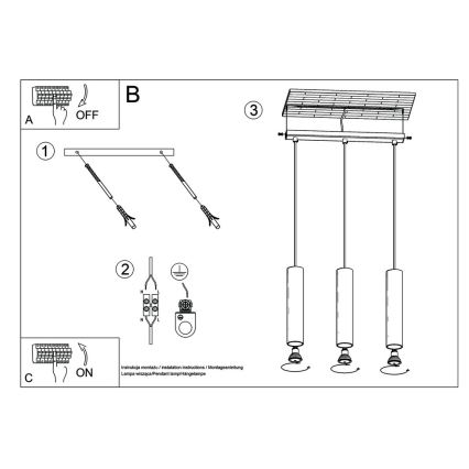 Hängeleuchte an Schnur LAGOS 3 3xGU10/10W/230V weiß