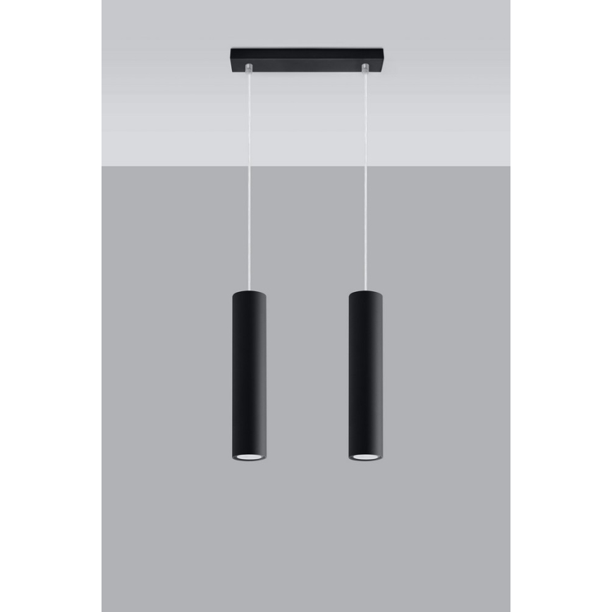 Hängeleuchte an Schnur LAGOS 2 2xGU10/10W/230V schwarz
