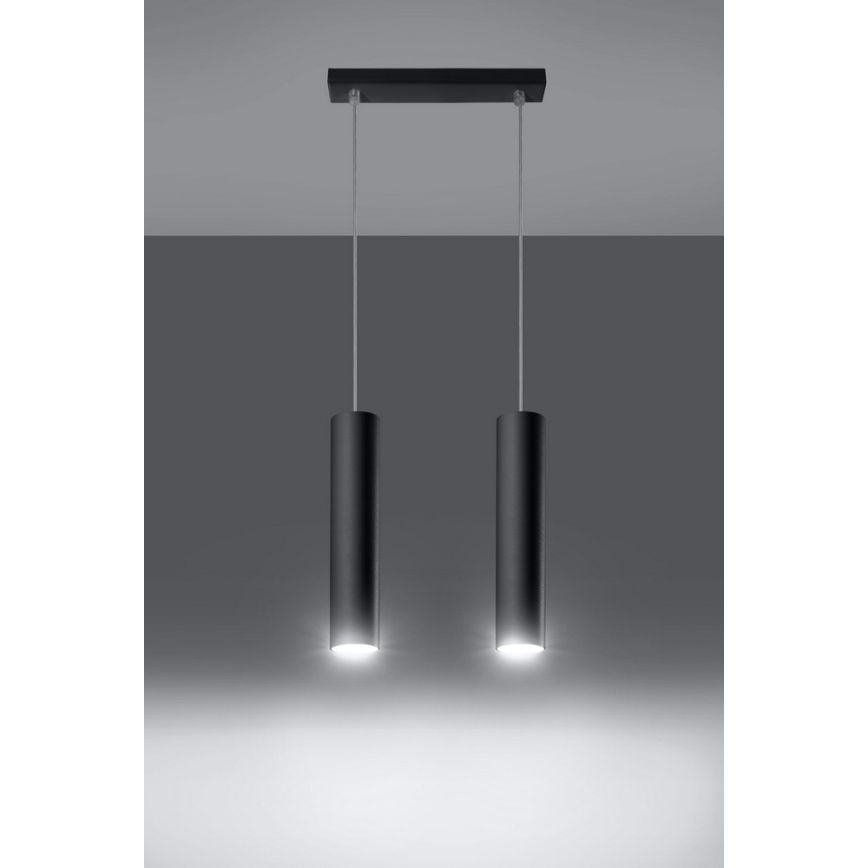 Hängeleuchte an Schnur LAGOS 2 2xGU10/10W/230V schwarz