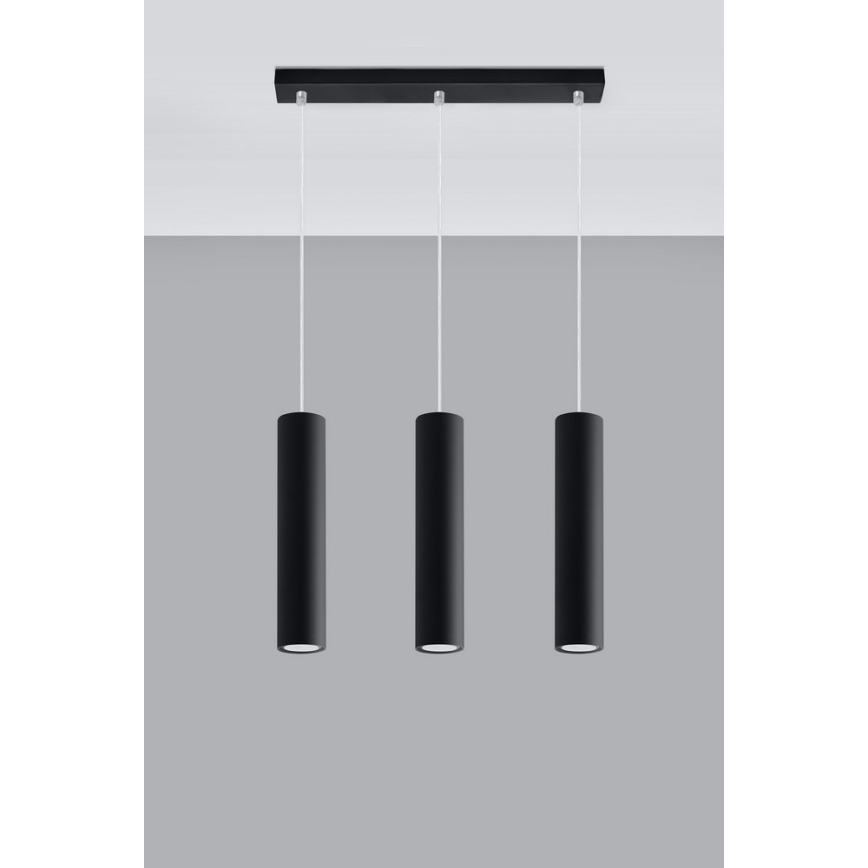 Hängeleuchte an Schnur LAGOS 3 3xGU10/10W/230V schwarz