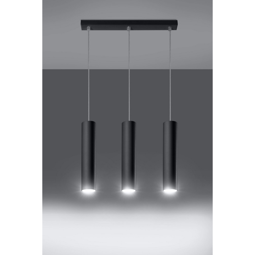 Hängeleuchte an Schnur LAGOS 3 3xGU10/10W/230V schwarz