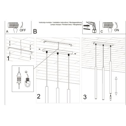 Hängeleuchte an Schnur PASTELO 3xG9/8W/230V weiß