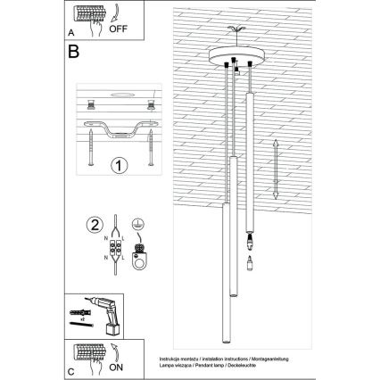 Hängeleuchte an Schnur PASTELO 3xG9/8W/230V weiß