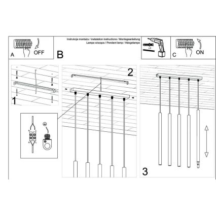 Hängeleuchte an Schnur PASTELO 5xG9/8W/230V weiß