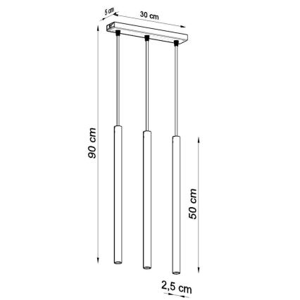 Hängeleuchte an Schnur PASTELO 3xG9/8W/230V schwarz