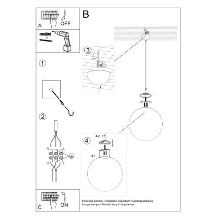 Hängeleuchte TOYA an Kabel 1xE27/60W/230V, Ø 20 cm, weiß/gold