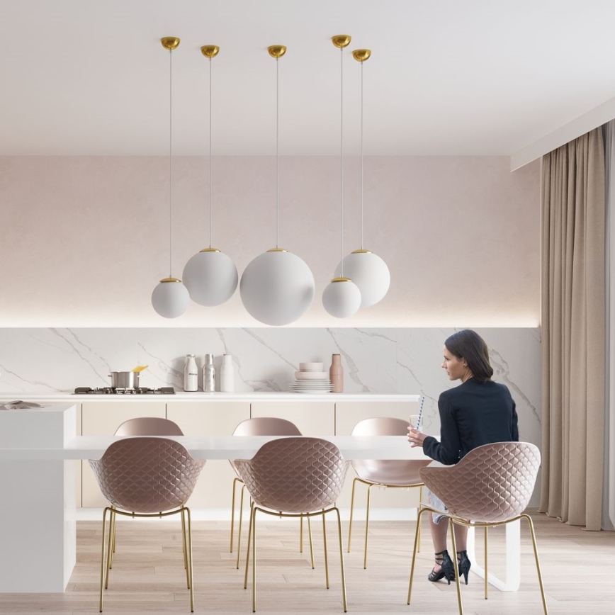 Elegante Pendelleuchte TOYA, 1xE27/60W/230V, Ø 30 cm, weiß/gold