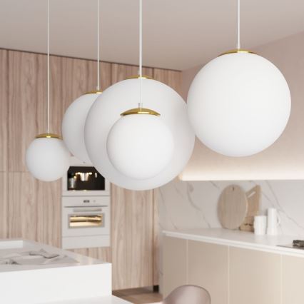 Elegante Pendelleuchte TOYA, 1xE27/60W/230V, Ø 30 cm, weiß/gold