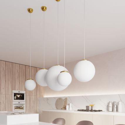 Hängeleuchte TOYA mit Kabelaufhängung, 1x E27/60W/230V, Ø 40 cm, Weiß/Gold