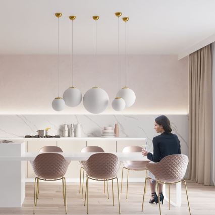 Hängeleuchte TOYA mit Kabelaufhängung, 1x E27/60W/230V, Ø 40 cm, Weiß/Gold