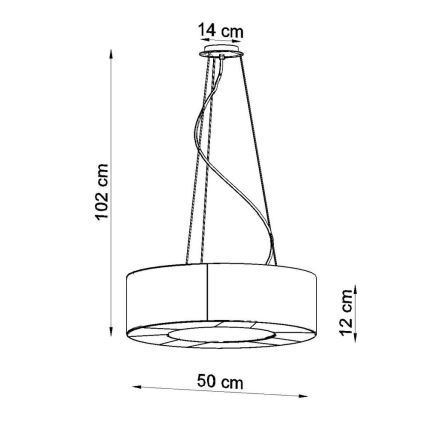 Kronleuchter an Schnur SATURNO SLIM 5xE27/60W/230V d. 50 cm weiß