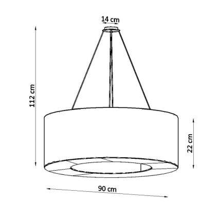 Kronleuchter an Schnur SATURNO 8xE27/60W/230V d. 90 cm weiß