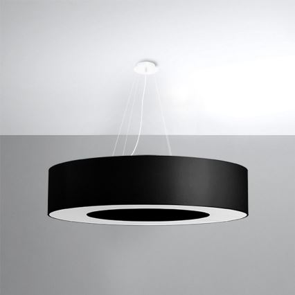 Kronleuchter an Schnur SATURNO 8xE27/60W/230V d. 90 cm schwarz