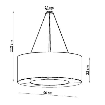 Kronleuchter an Schnur SATURNO 8xE27/60W/230V d. 90 cm schwarz