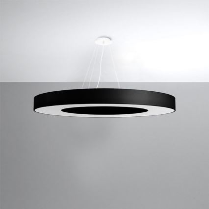 Kronleuchter an Schnur SATURNO SLIM 8xE27/60W/230V d. 90 cm schwarz