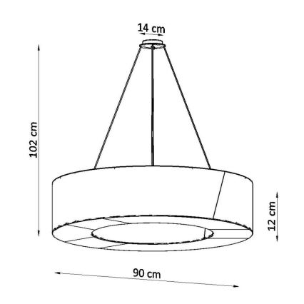 Kronleuchter an Schnur SATURNO SLIM 8xE27/60W/230V d. 90 cm schwarz