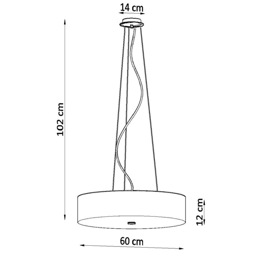 Kronleuchter an Schnur SKALA 5xE27/60W/230V d. 60 cm weiß