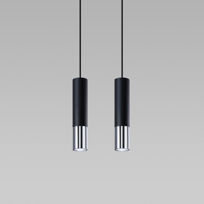 Hängeleuchte LOOPEZ 2xGU10/10W/230V schwarz/glänzendes Chrom