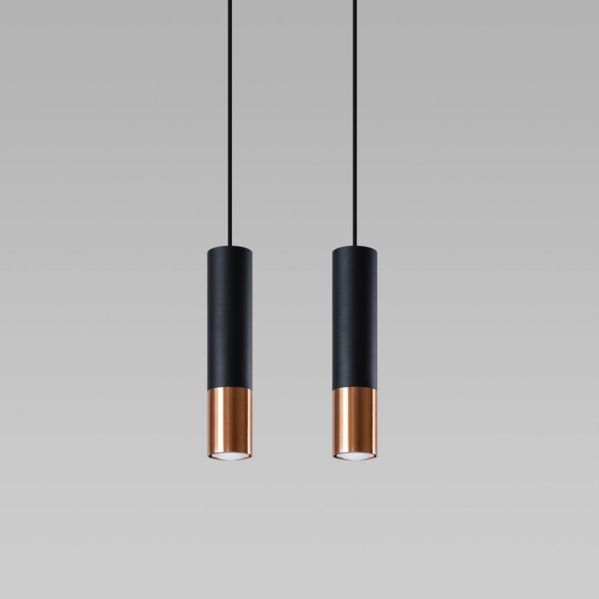 Hängeleuchte an Schnur LOOPEZ 2xGU10/10W/230V schwarz/kupfern