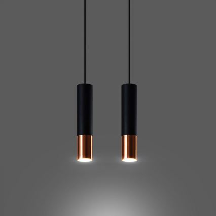 Hängeleuchte an Schnur LOOPEZ 2xGU10/10W/230V schwarz/kupfern