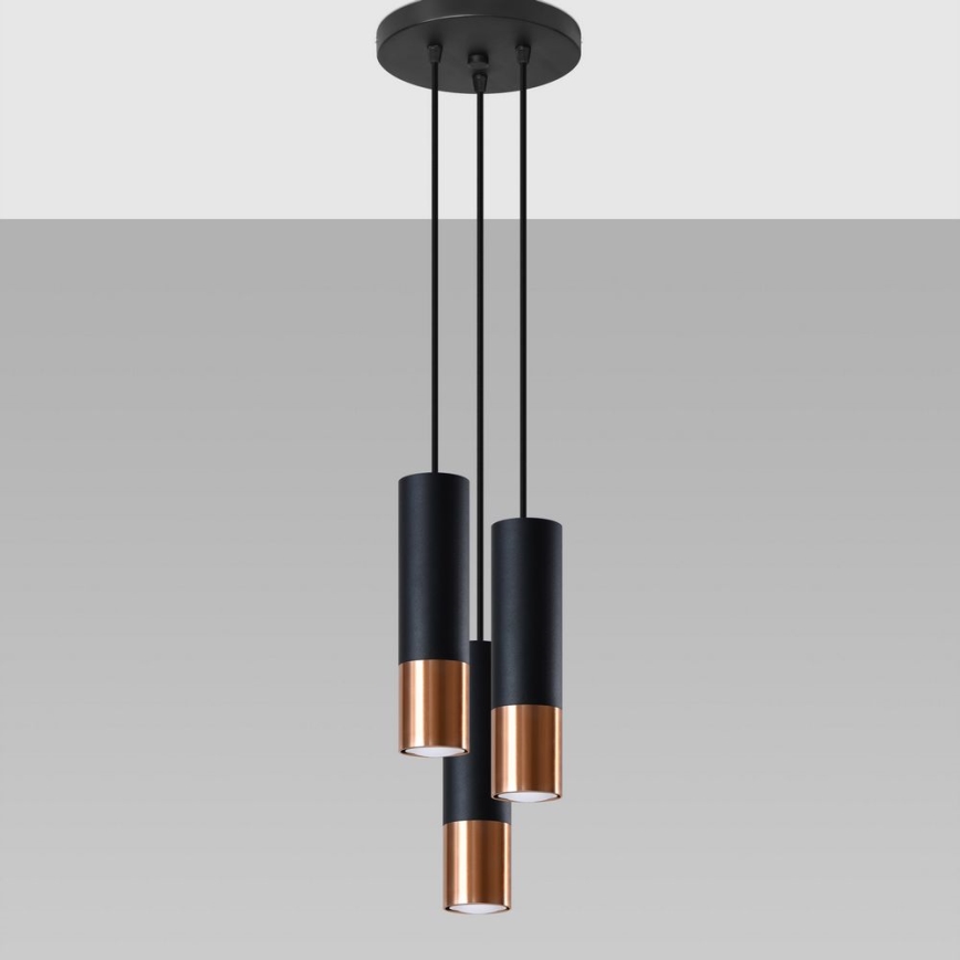 Hängeleuchte LOOPEZ 3xGU10/10W/230V rund schwarz/kupfern
