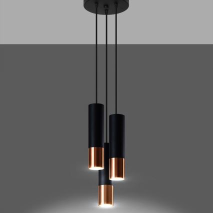 Hängeleuchte LOOPEZ 3xGU10/10W/230V rund schwarz/kupfern