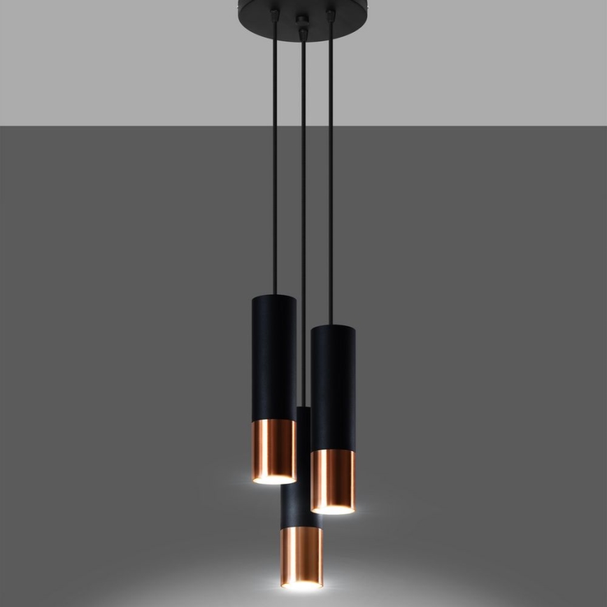 Hängeleuchte LOOPEZ 3xGU10/10W/230V rund schwarz/kupfern