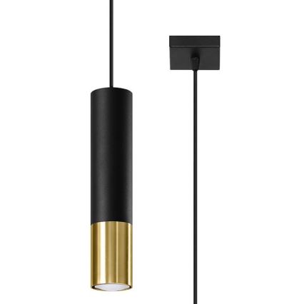 Kronleuchter an Schnur LOOPEZ 1xGU10/40W/230V schwarz/gold