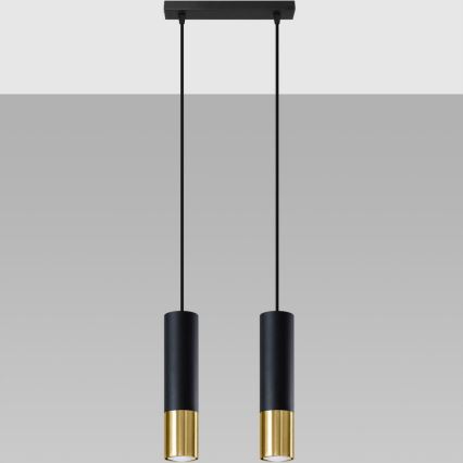 Hängeleuchte an Schnur LOOPEZ 2xGU10/10W/230V schwarz/golden