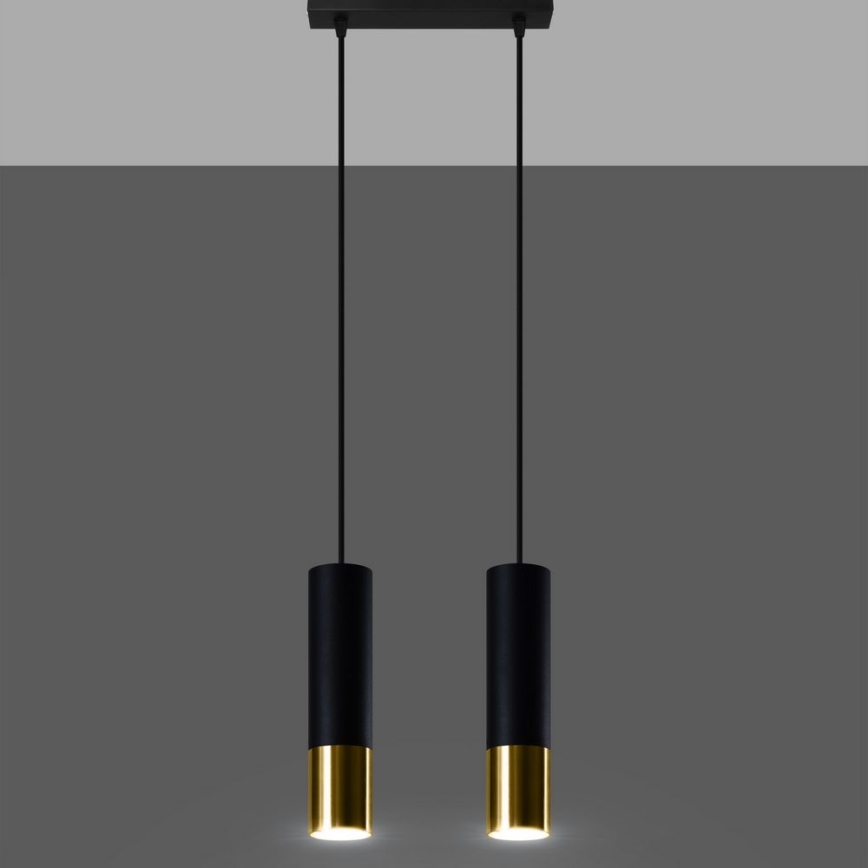 Hängeleuchte an Schnur LOOPEZ 2xGU10/10W/230V schwarz/golden