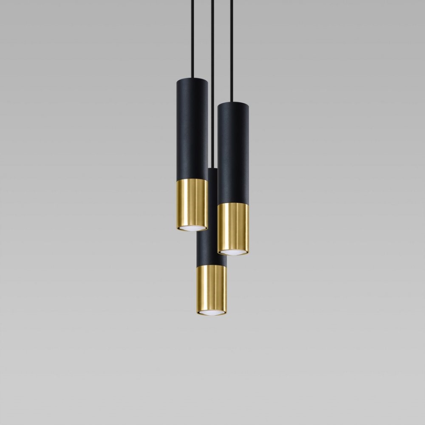 Hängeleuchte LOOPEZ 3xGU10/10W/230V rund schwarz/golden