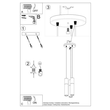 Hängeleuchte an Schnur PABLO 3xGU10/40W/230V weiß/Buche