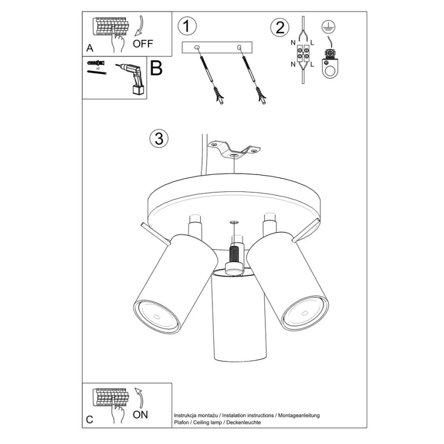 Strahler RING 3xGU10/10W/230V weiß