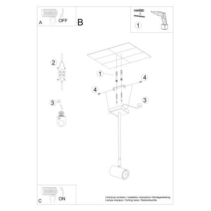 Kronleuchter auf einer Stange NORANO 1xGU10/40W/230V schwarz