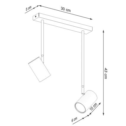 Kronleuchter auf einer Stange NORANO 2xGU10/40W/230V schwarz