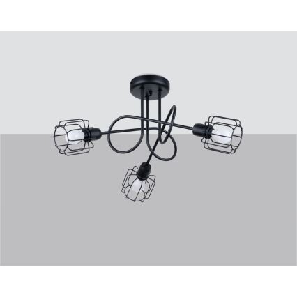 Hängeleuchte an Stange BELUCI 3xE14/40W/230V schwarz