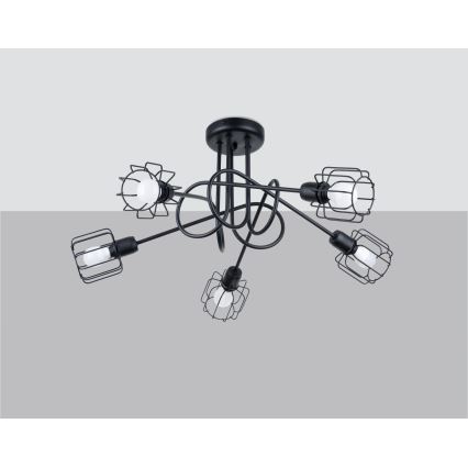 Hängeleuchte an Stange BELUCI 5xE14/40W/230V schwarz