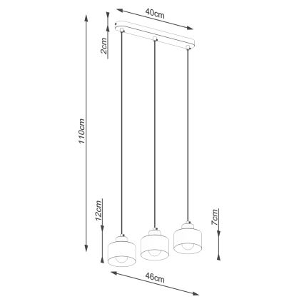 Hängeleuchte an Schnur SAVAR 3xE27/60W/230V schwarz