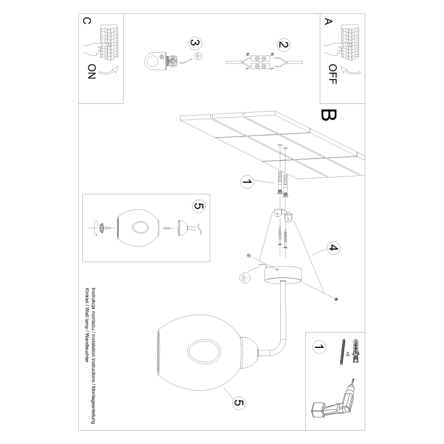 Wandleuchte FILLAN 1xE27/60W/230V schwarz