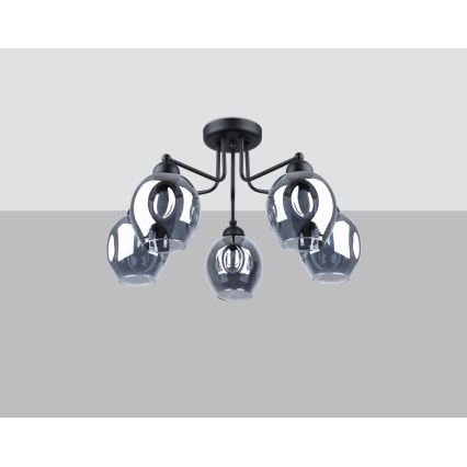 Hängeleuchte an Stange FILLAN 5xE27/60W/230V schwarz
