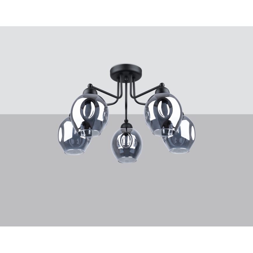 Hängeleuchte an Stange FILLAN 5xE27/60W/230V schwarz