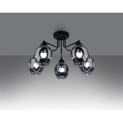 Hängeleuchte an Stange FILLAN 5xE27/60W/230V schwarz
