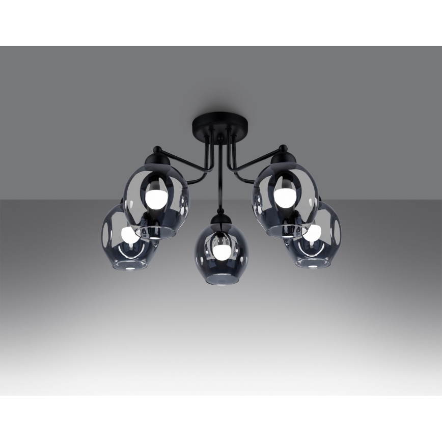 Hängeleuchte an Stange FILLAN 5xE27/60W/230V schwarz
