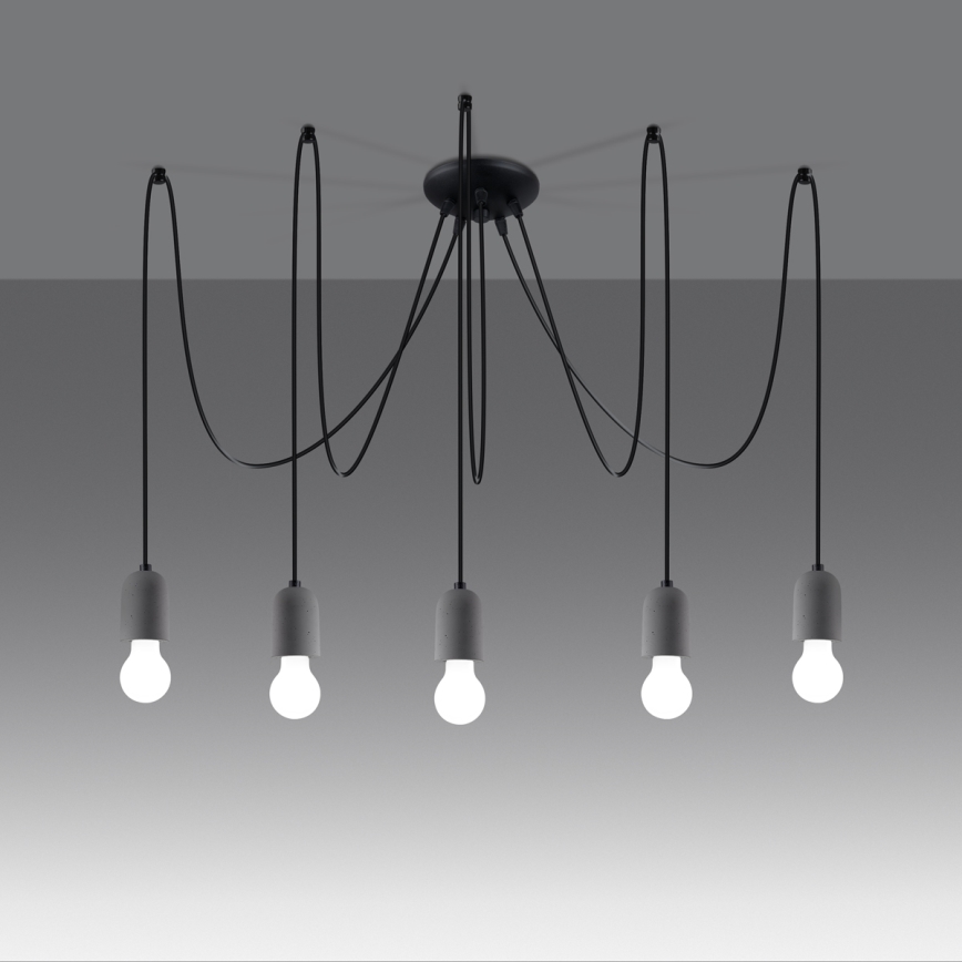 Hängeleuchte NESO 5xE27/15W/230V Spinne Beton