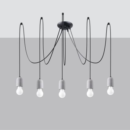 Hängeleuchte NESO 5xE27/15W/230V Spinne Beton