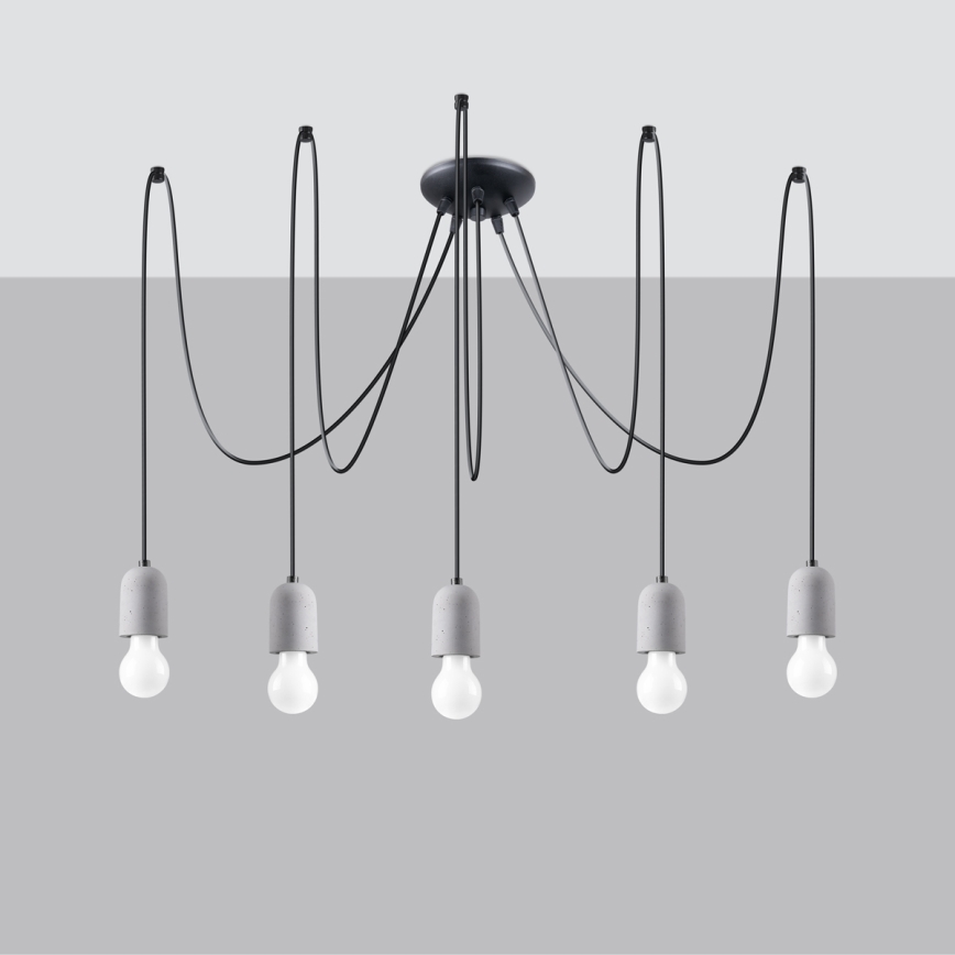 Hängeleuchte NESO 5xE27/15W/230V Spinne Beton