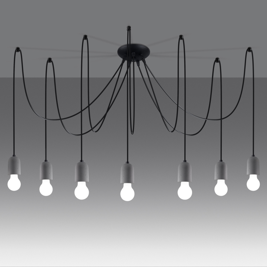 Hängeleuchte NESO 7xE27/15W/230V Spinne Beton